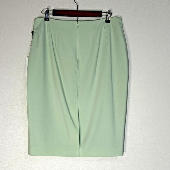 DKNY NWT Womens Asymmetrical Pencil Skirt sz 10 Rose Garden Green Office Career - Picture 2 of 12